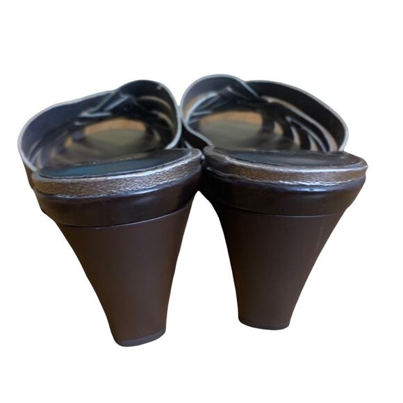 Stuart Weitzman Metallic Basket Weave Studded Mule Slide On Heel Sandal 7.5/8 - Picture 7 of 12